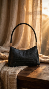 DEANIQUE - Crocodile embossed baguette made from genuine first layer cowhide - Elegant Ladies Bag 