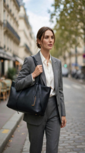DEANIQUE Black Leather Tote Bag - Old Money Luxury Bag for Women
